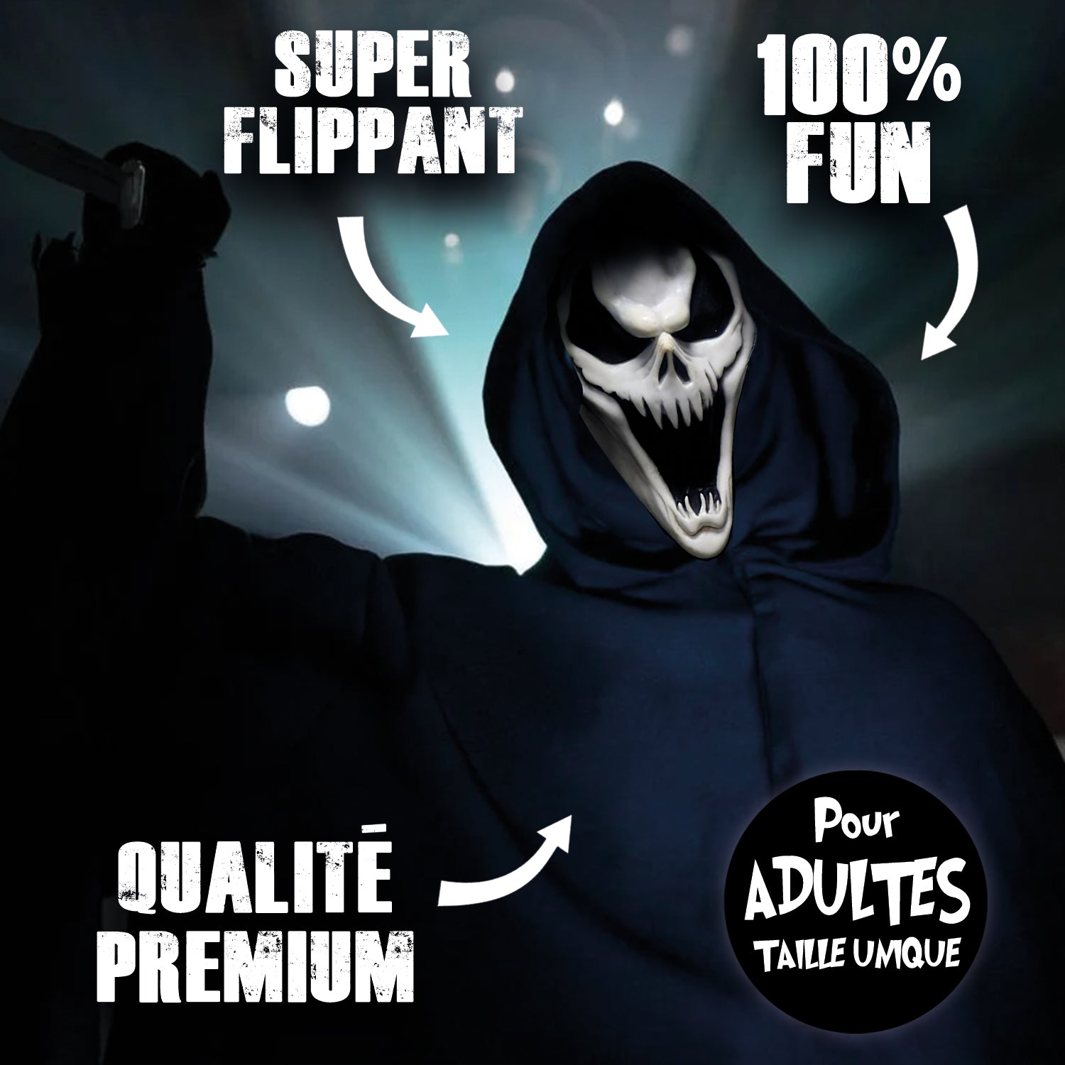 Déguisement Serial Killer Complet : Masque, Déguisement et Couteau