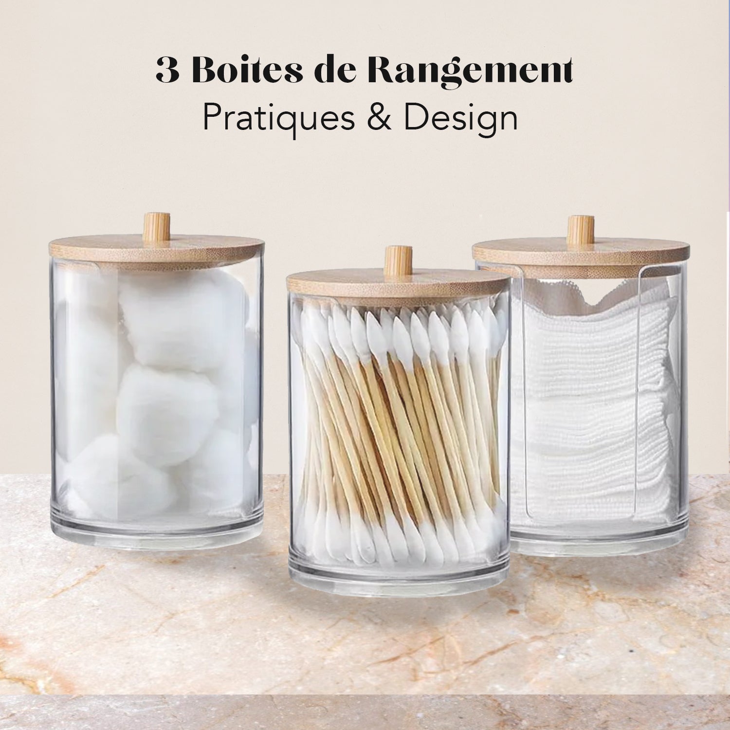 3 Boites de Rangement pour Salle de Bain