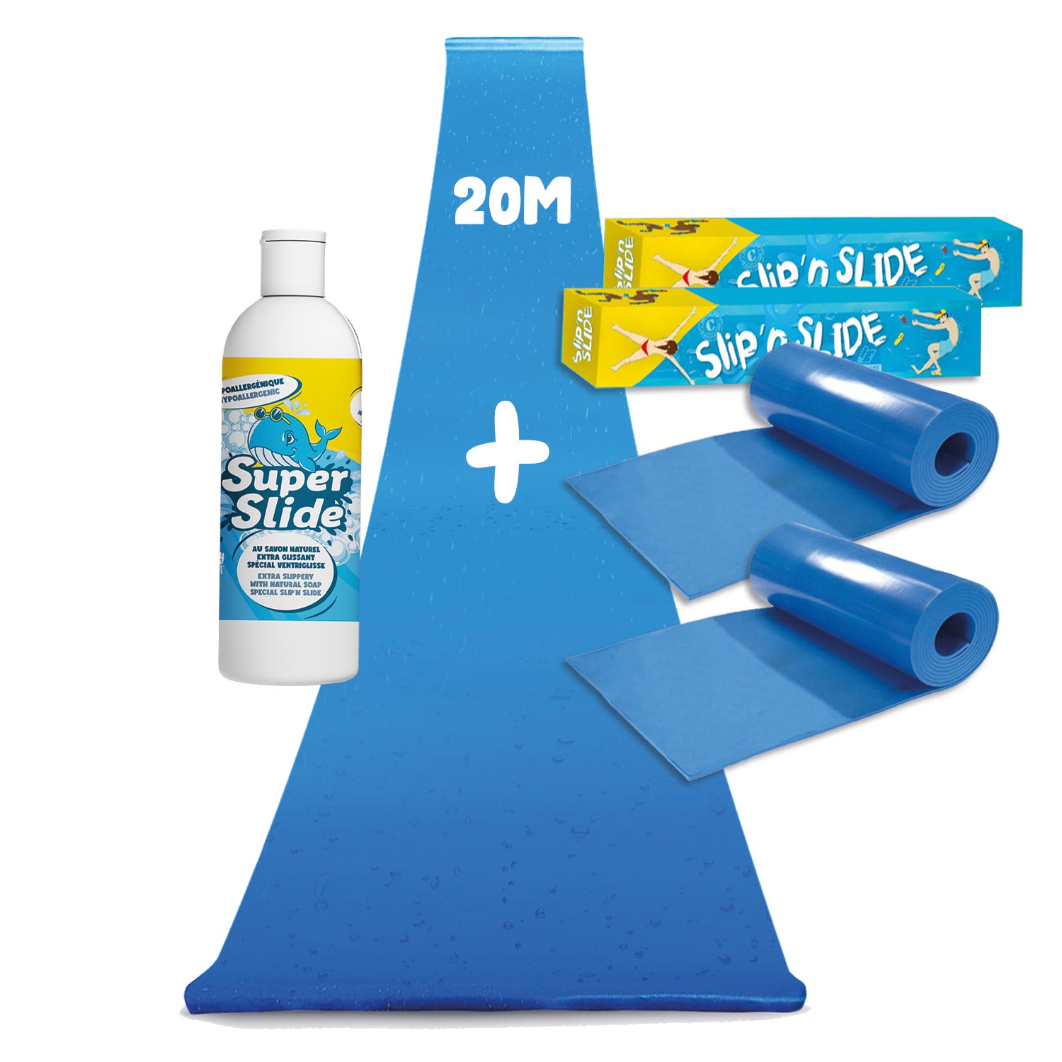 Pack Ventriglisse - 2 Tapis de Glisse 10 Mètres + 1 Litre Savon Extra-Glissant