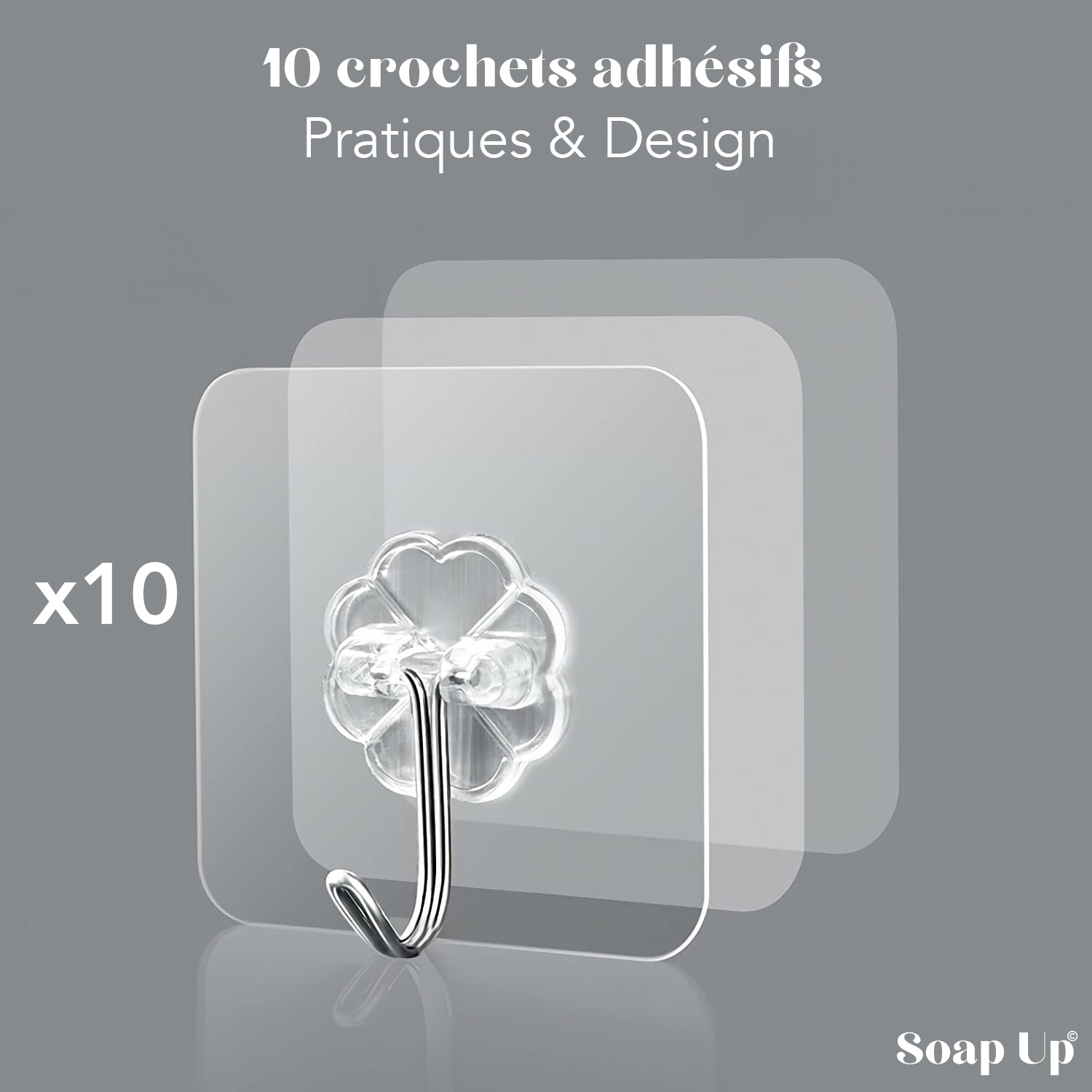 10 Crochets Adhésifs Muraux
