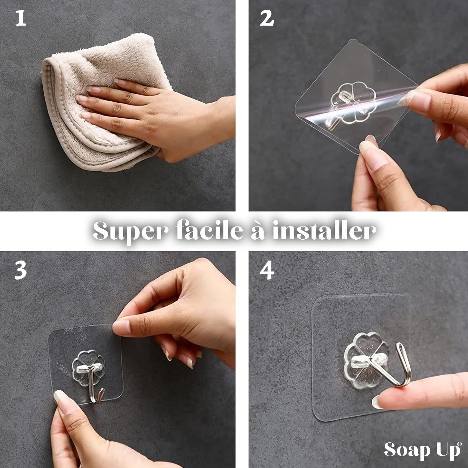 10 Crochets Adhésifs Muraux