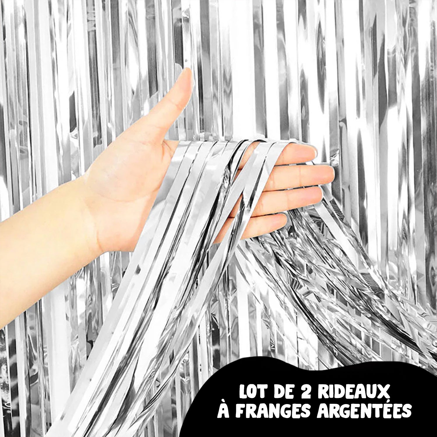 2 Rideaux à Franges Argentés