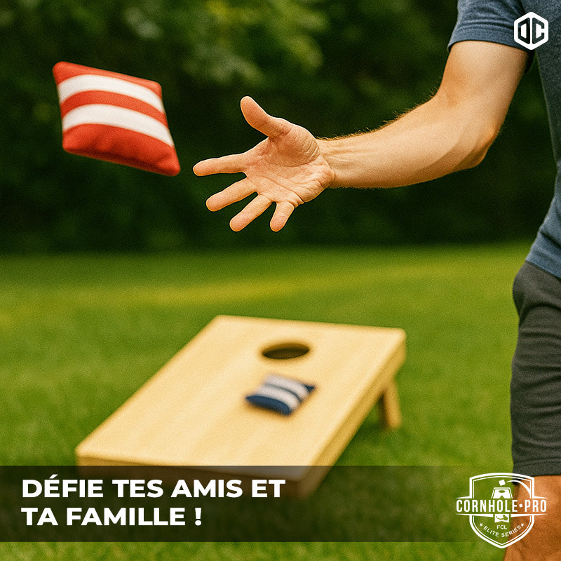 8 sacs de Cornhole – Rouges & Bleus rayés