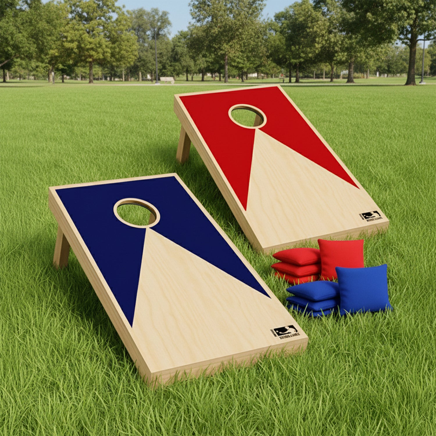 Cornhole en Bois – Rouge & Bleu