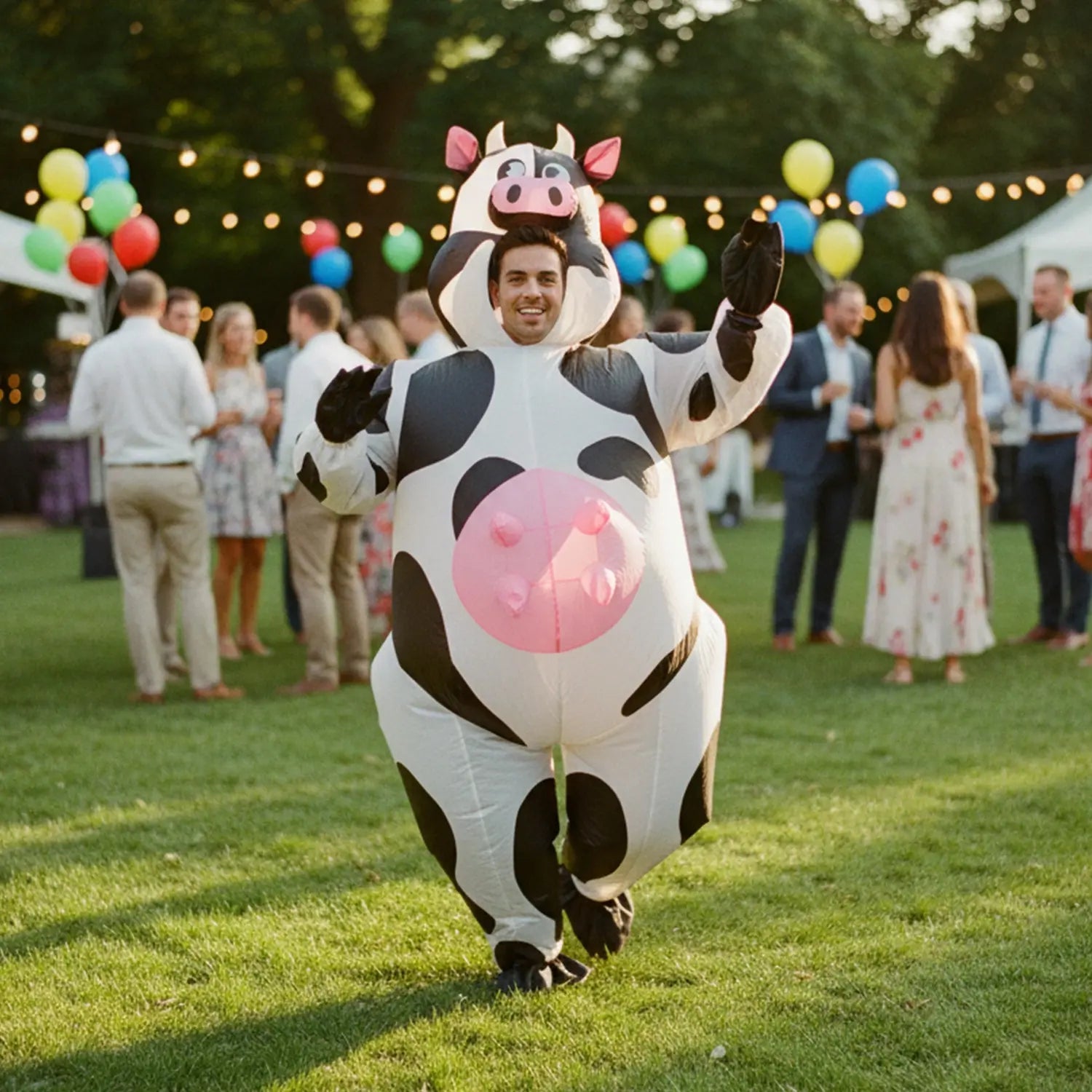 Costume gonflable Vache Rose