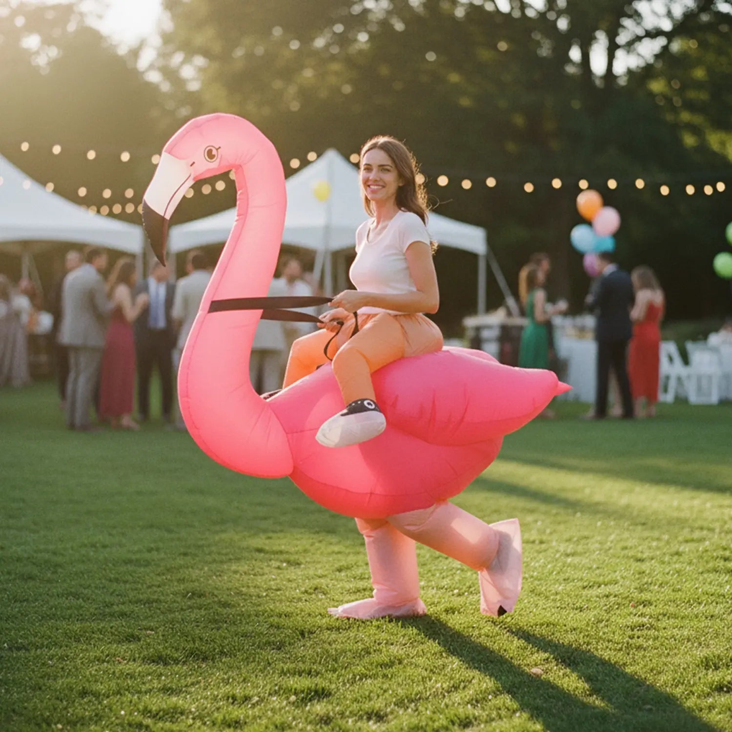 Costume gonflable Flamant Rose