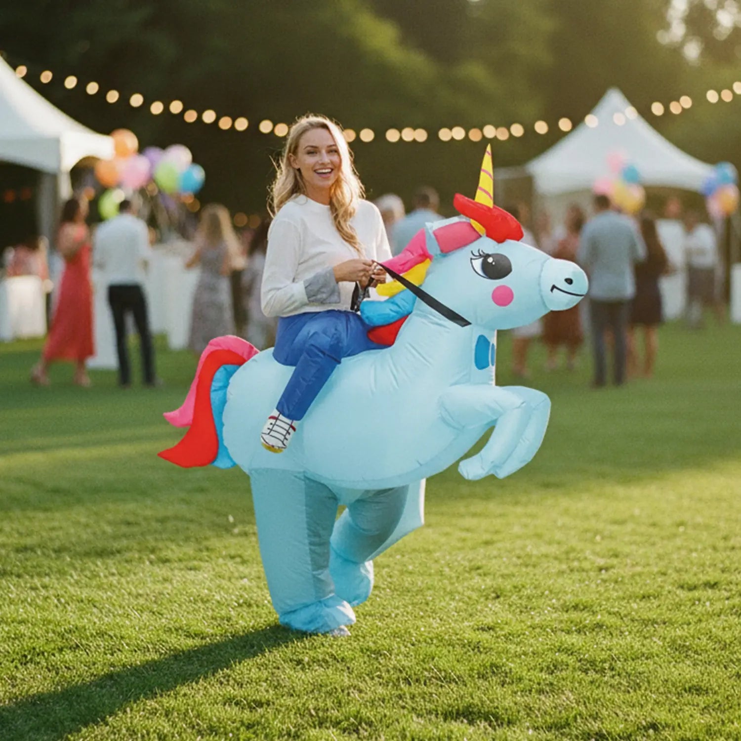 Costume gonflable Licorne Bleue