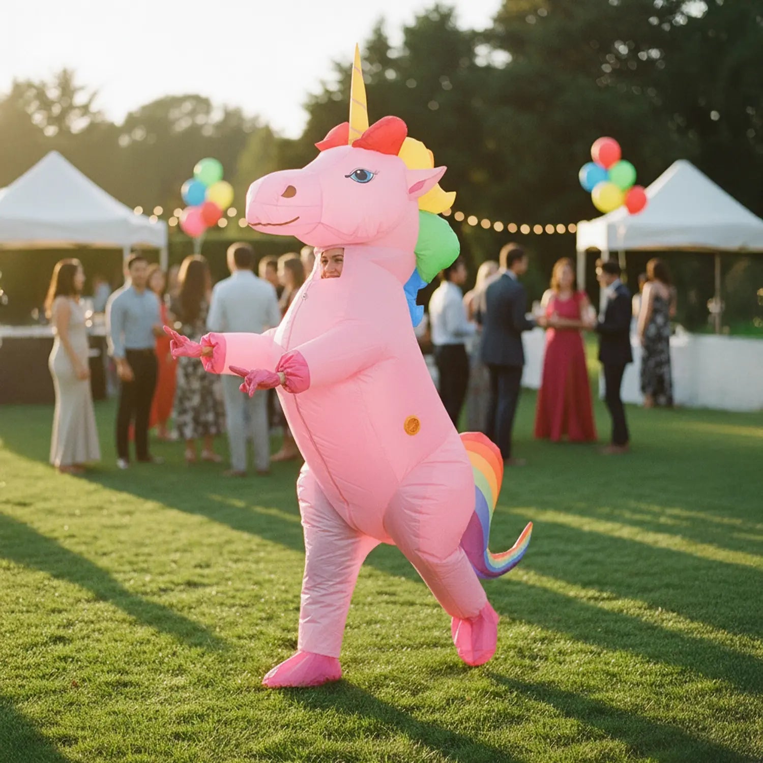 Costume gonflable Licorne Rose