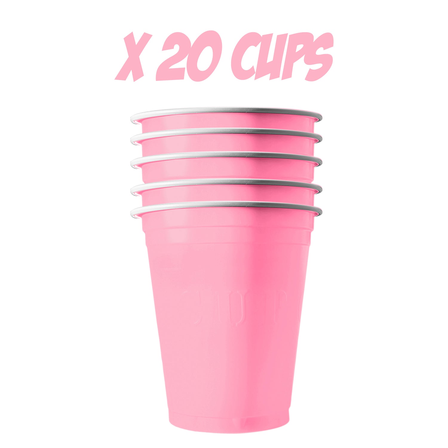 20 Gobelets en Plastique Roses Pastel Réutilisables 53 cl