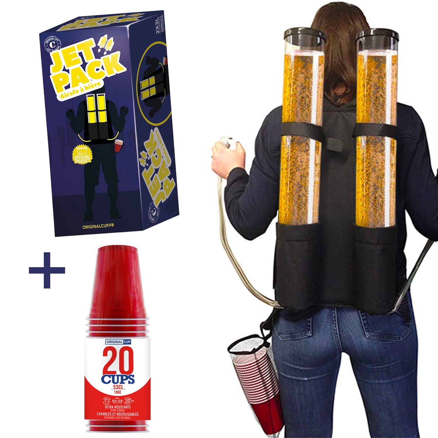 Girafes à Bière Jet Pack 2 x 3 litres + 20 Cups