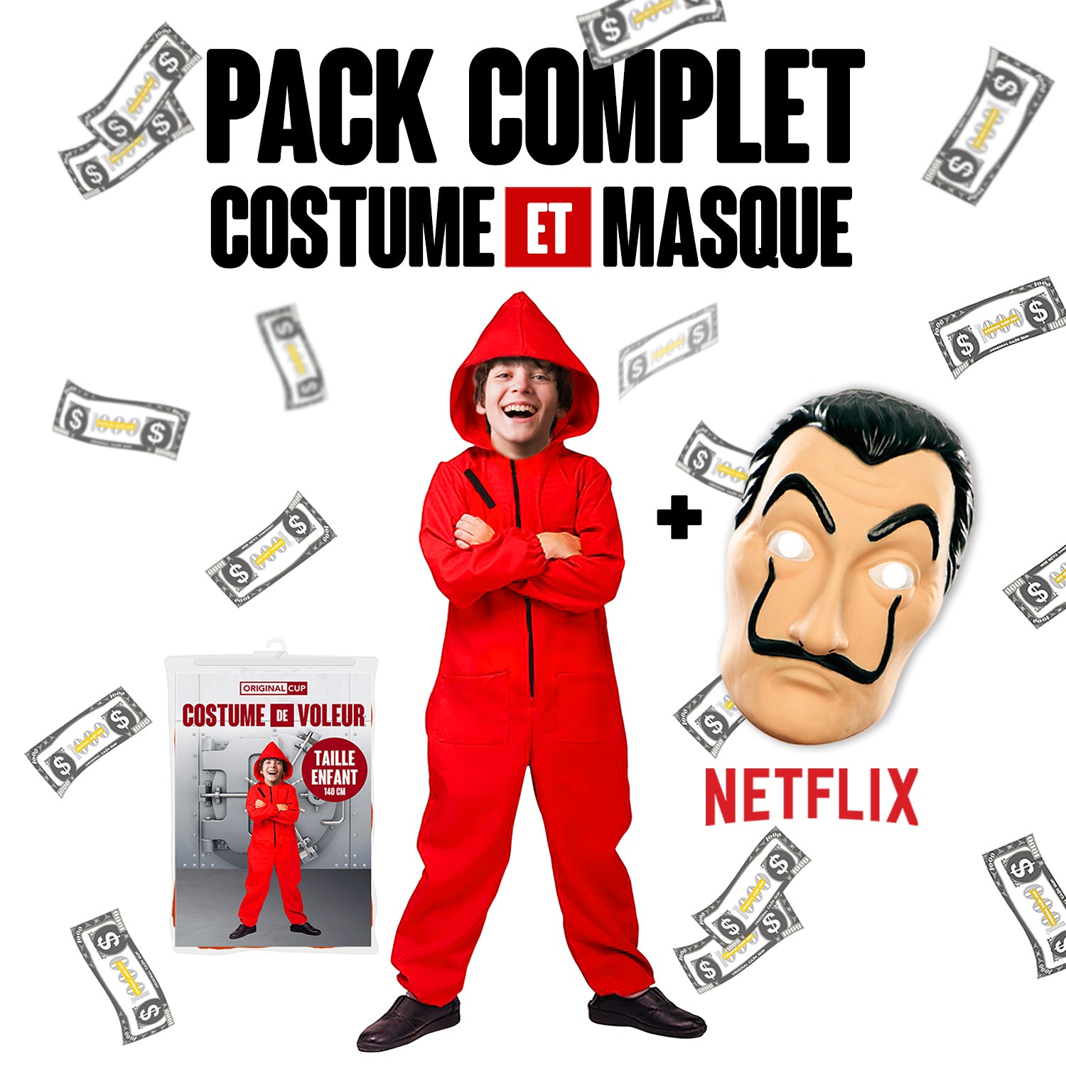 Masque La Casa de Papel et Costume de Braqueur Enfant