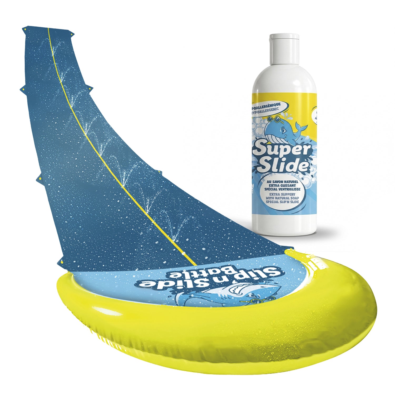 Pack Ventriglisse - 1 Tapis de Glisse Double Piste 10 Mètres + 1 Litre Savon Extra-Glissant