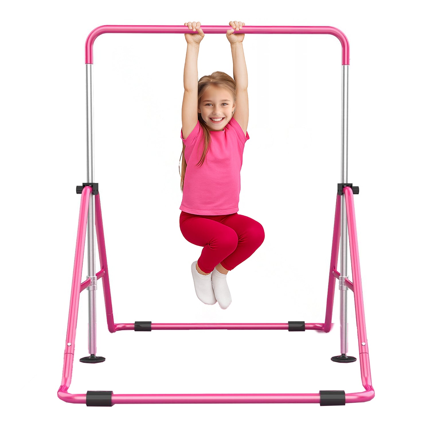Barre Fixe de Gymnastique Pliable pour Enfant Rose