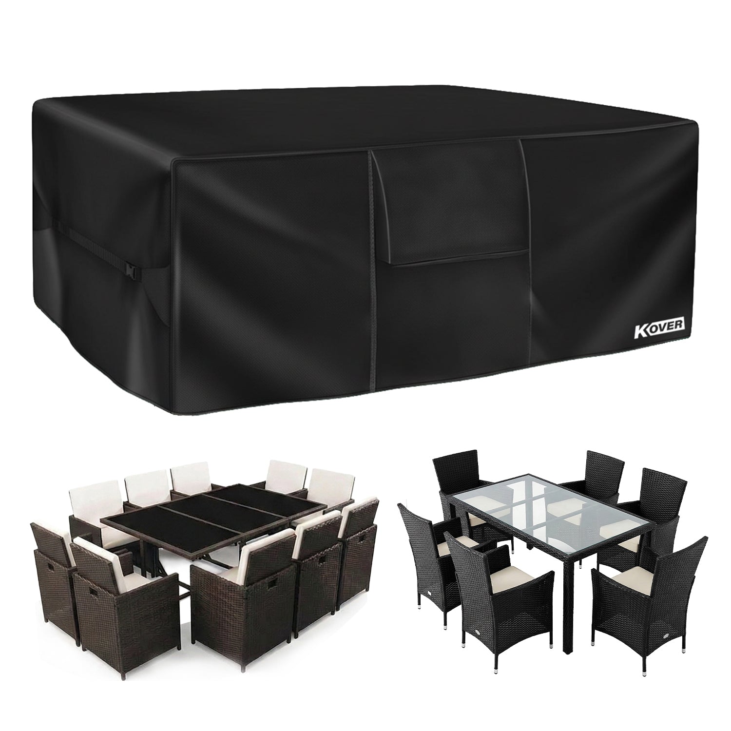 Housse Protection Table & Salon de Jardin – Noir