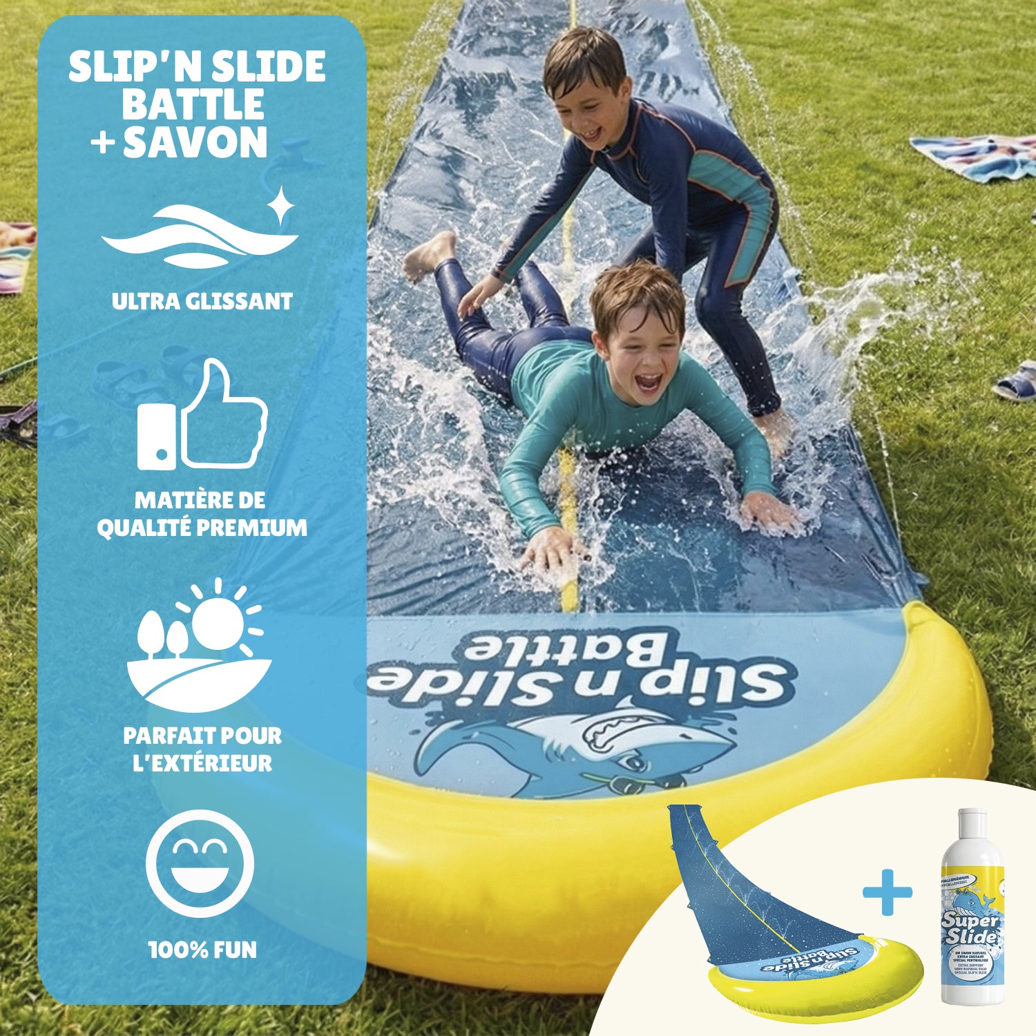 Ventriglisse Battle 10 mètres + Savon Naturel 1 litre – Glisse XXL