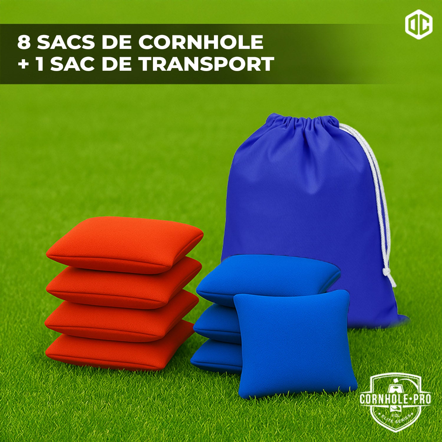 8 sacs de Cornhole – Rouges & Bleus