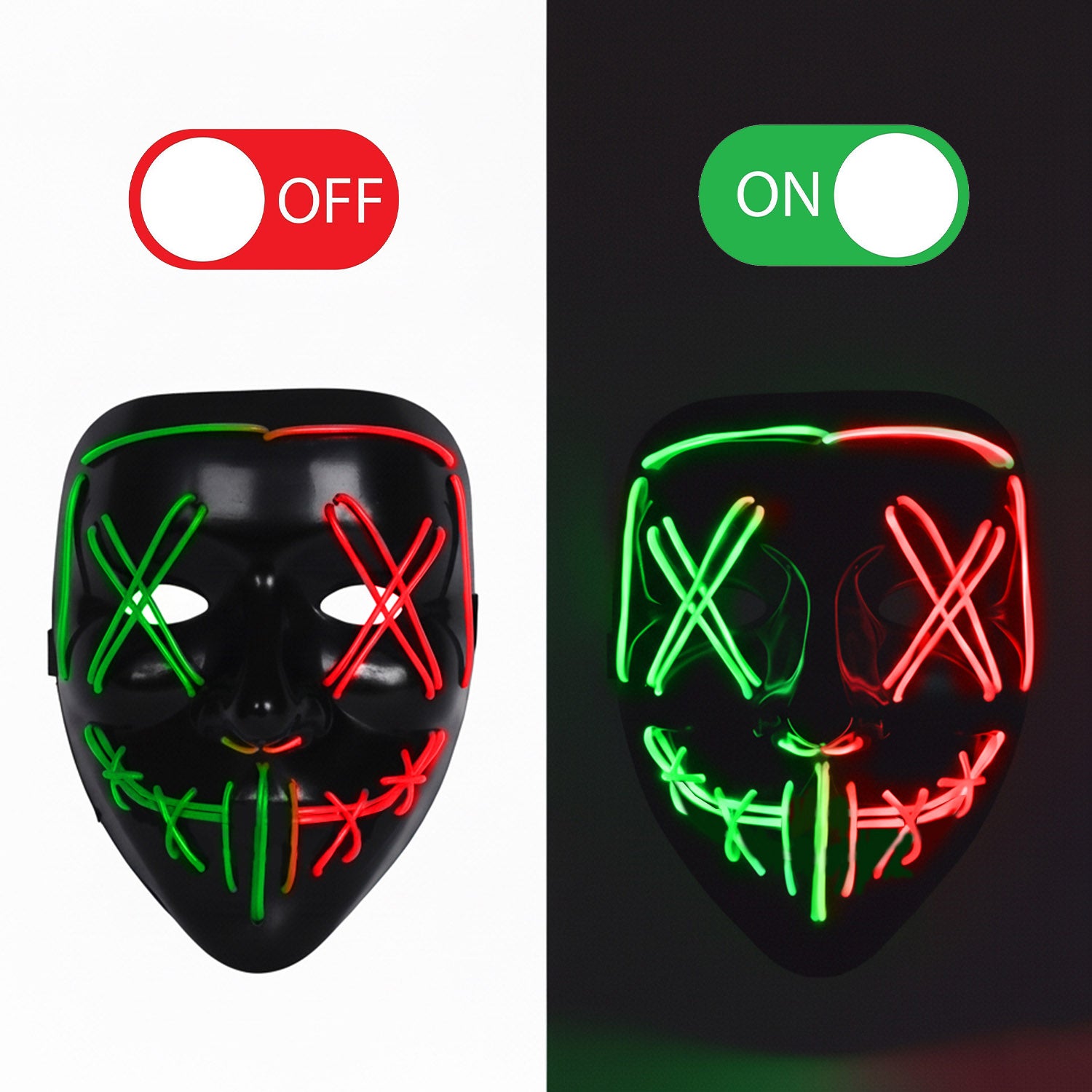 Led Mask Nightmare Red Double Face