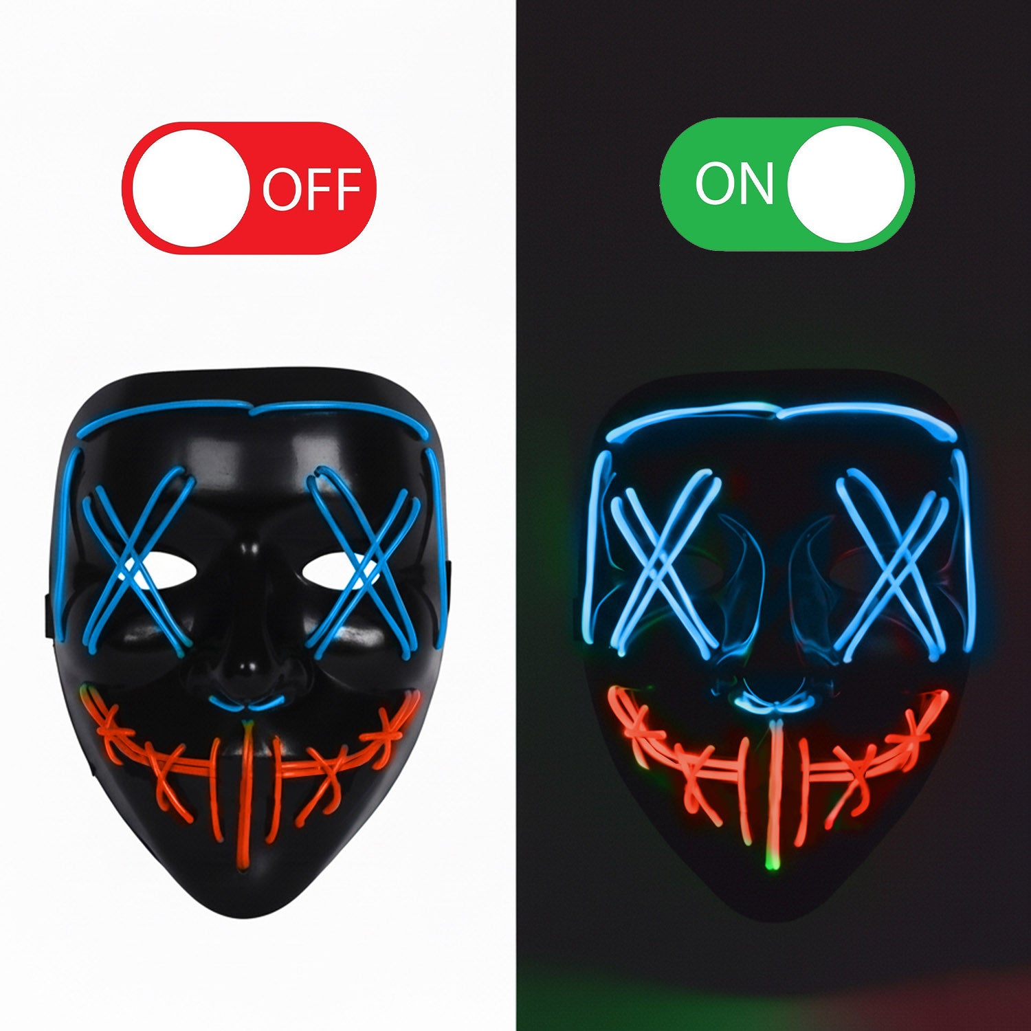 Led Mask Nightmare Blue Red Mouth