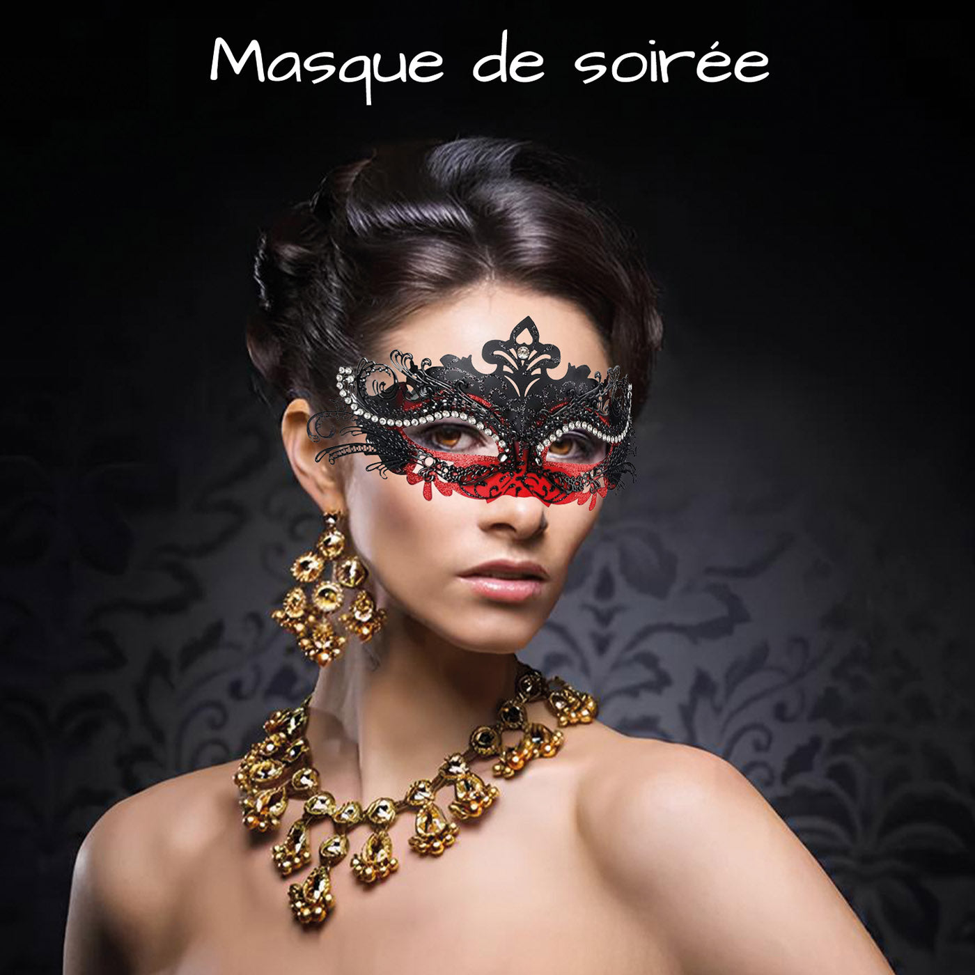 Masque Mascarade Carnaval Venise Noir et Rouge