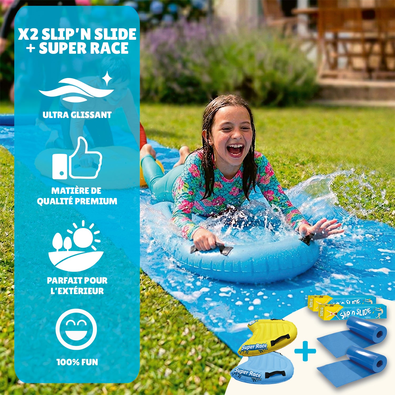 Ventriglisse 20 mètres + 2 Bodyboards – Fun & Vitesse