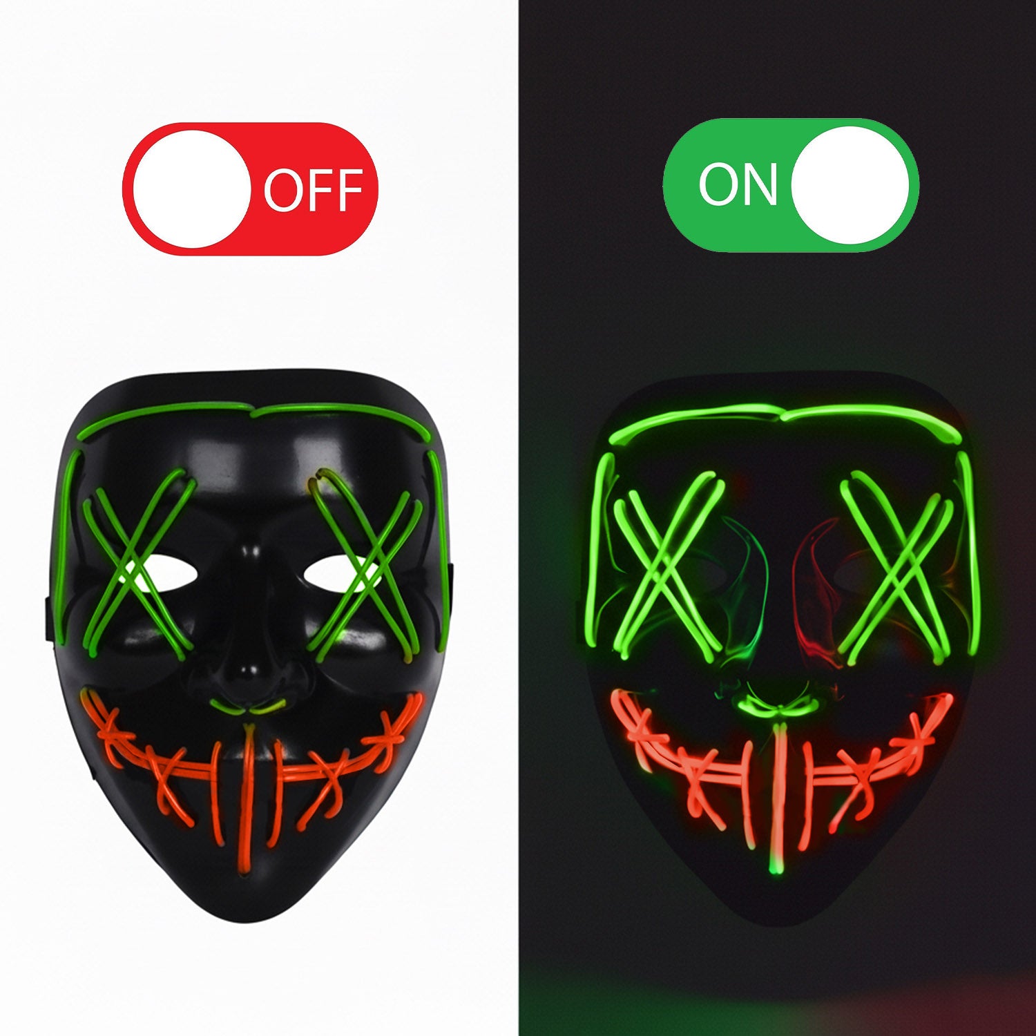Led Mask Nightmare Green Red Mouth