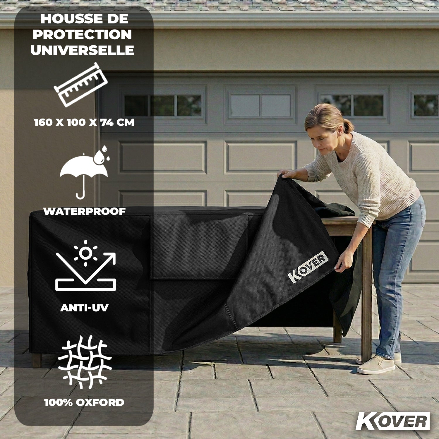 Housse Rectangulaire Table & Salon de Jardin – 160 × 100 × 74 cm