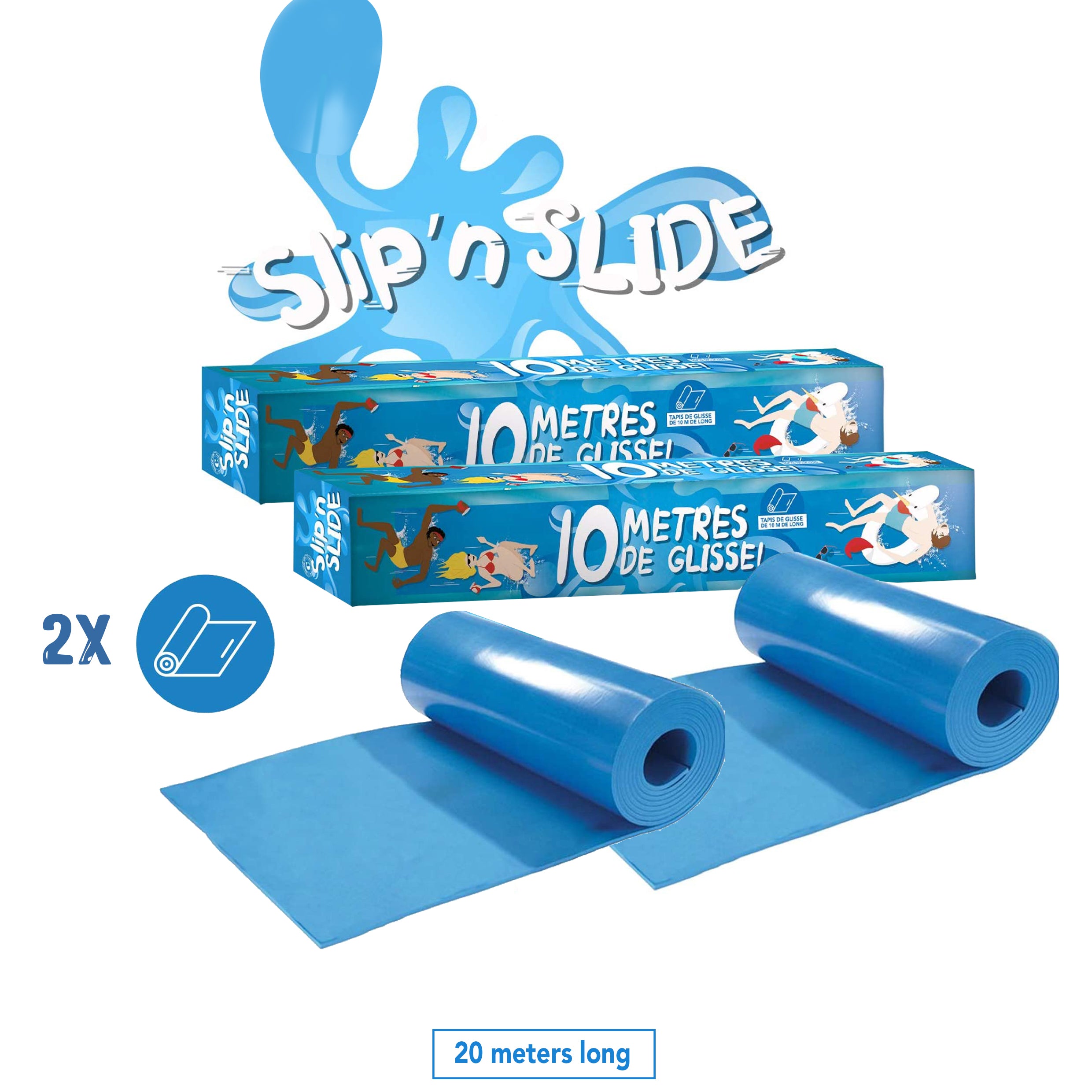 2 Tapis de Ventriglisse de 10 mètres Bleus - Slip'n Slide