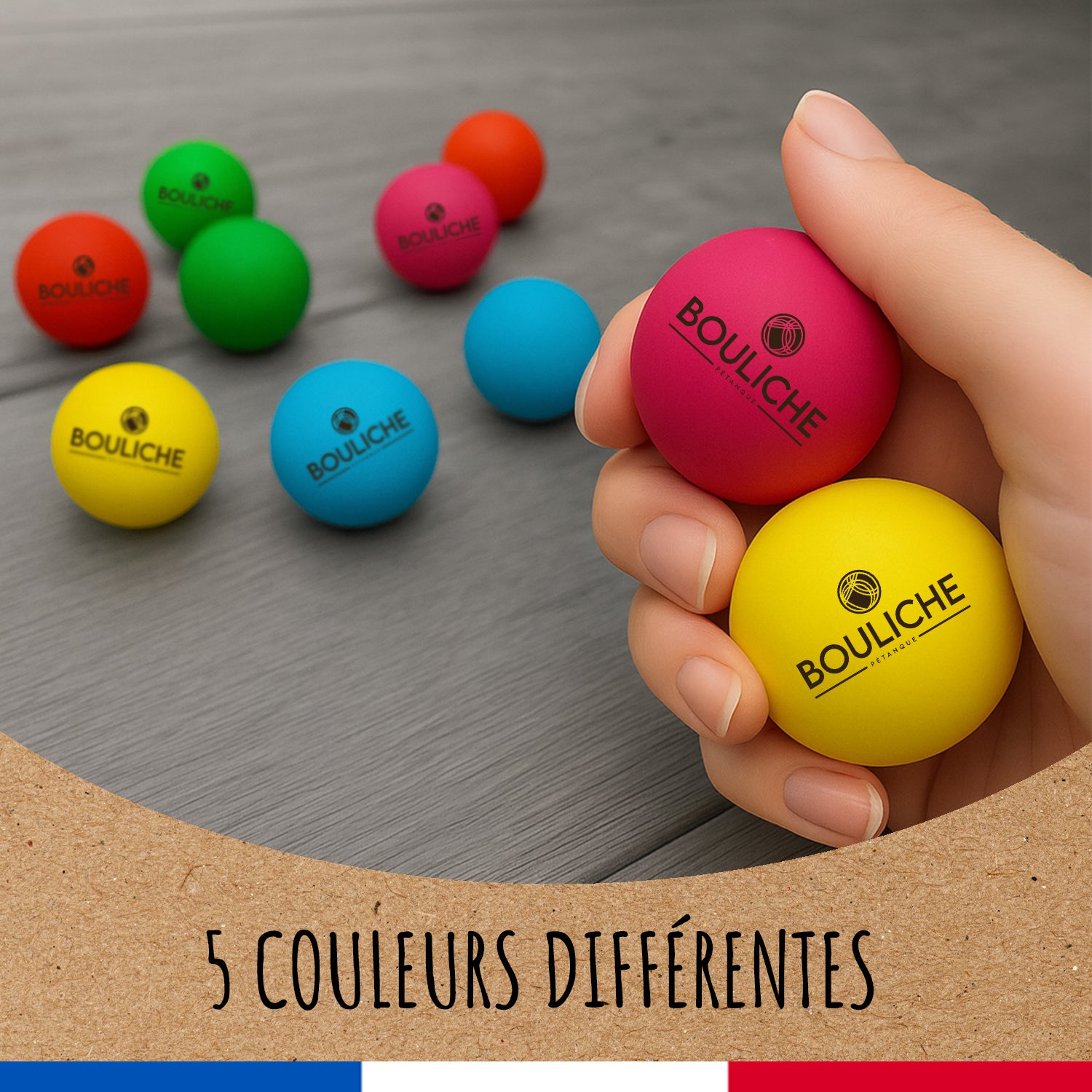 10 Cochonnets de Pétanque Multicolores en Bois