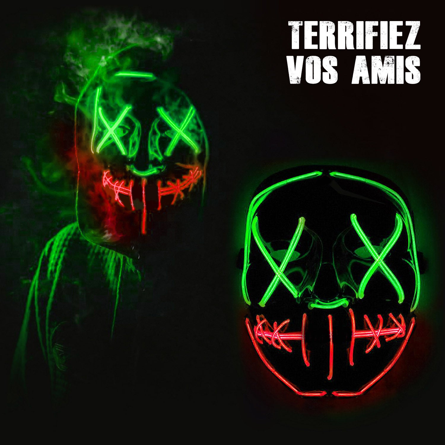 Led Mask Nightmare Green Red Mouth