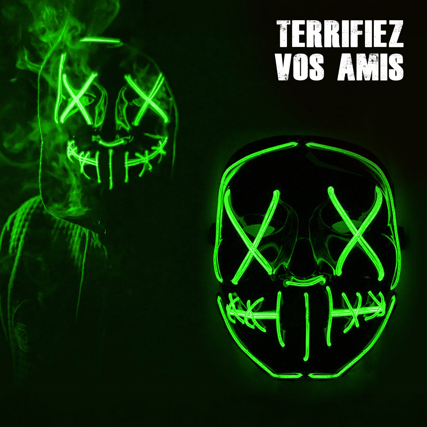 Masque LED Nightmare – Vert