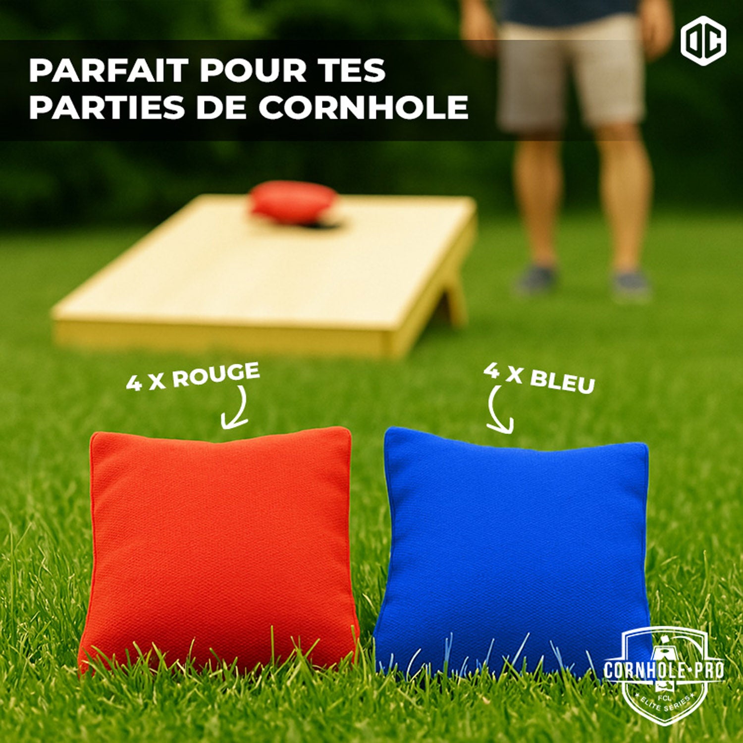8 sacs de Cornhole – Rouges & Bleus