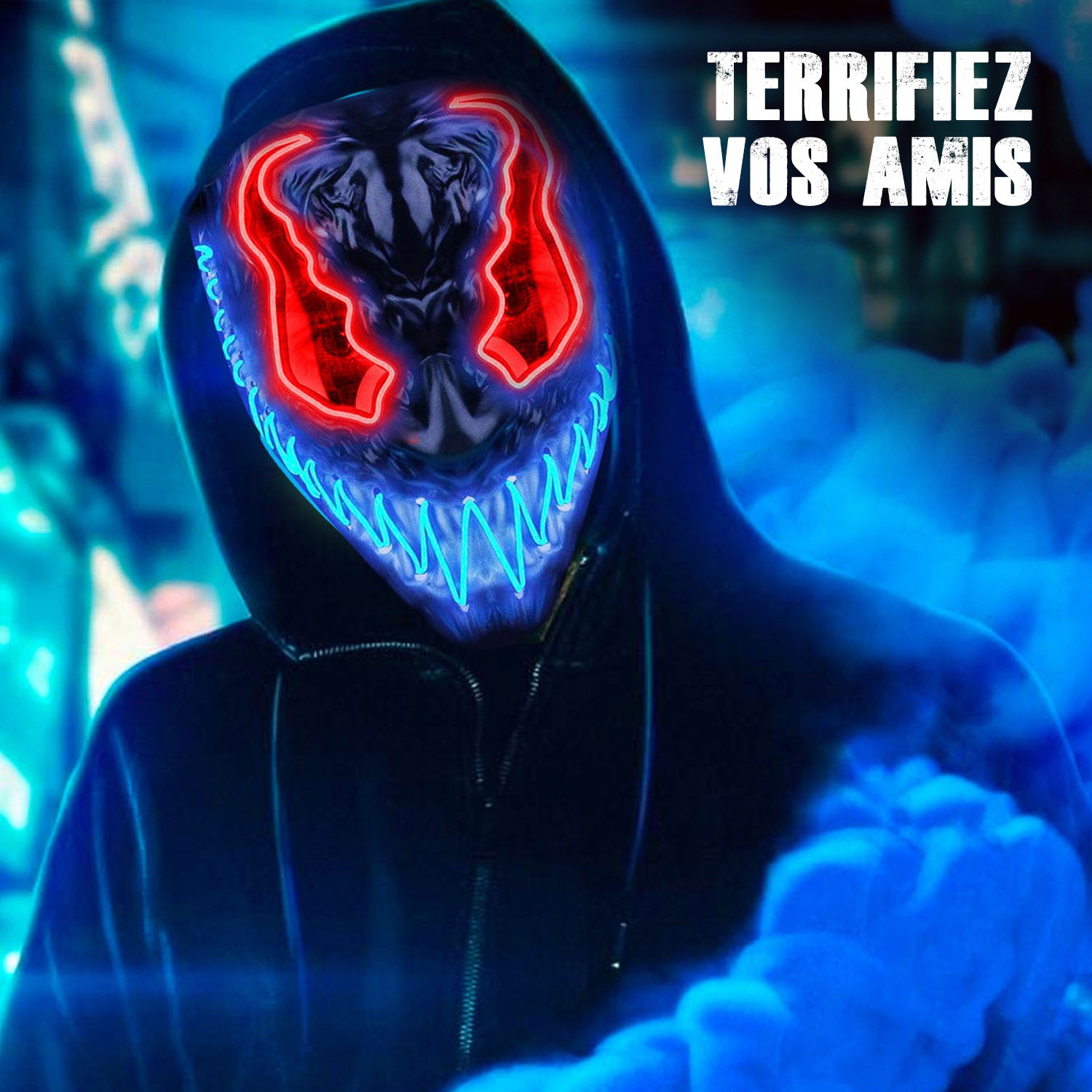Masque LED Démon – Rouge & Bleu