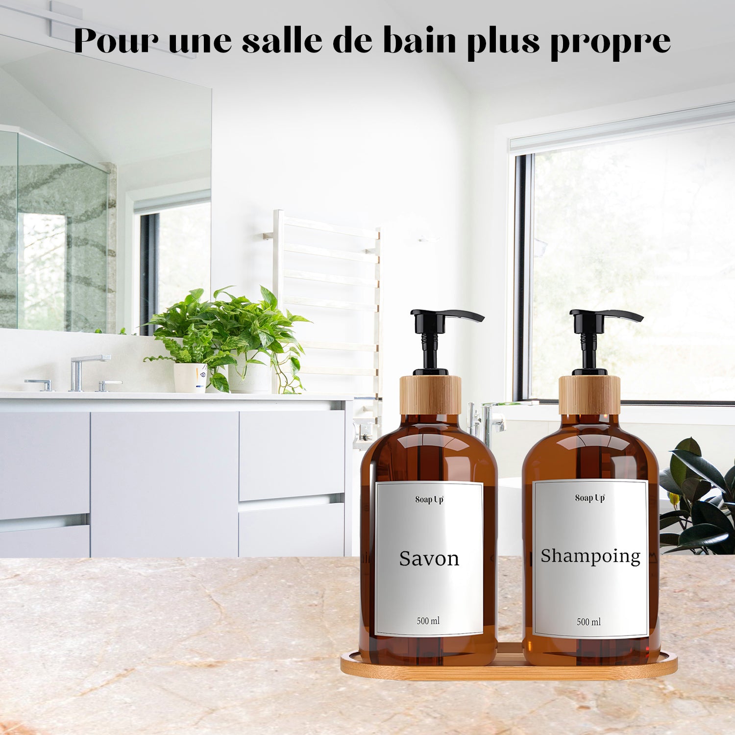 2 Distributeurs 50 cl pour Savon, Shampoing, Liquide Vaisselle