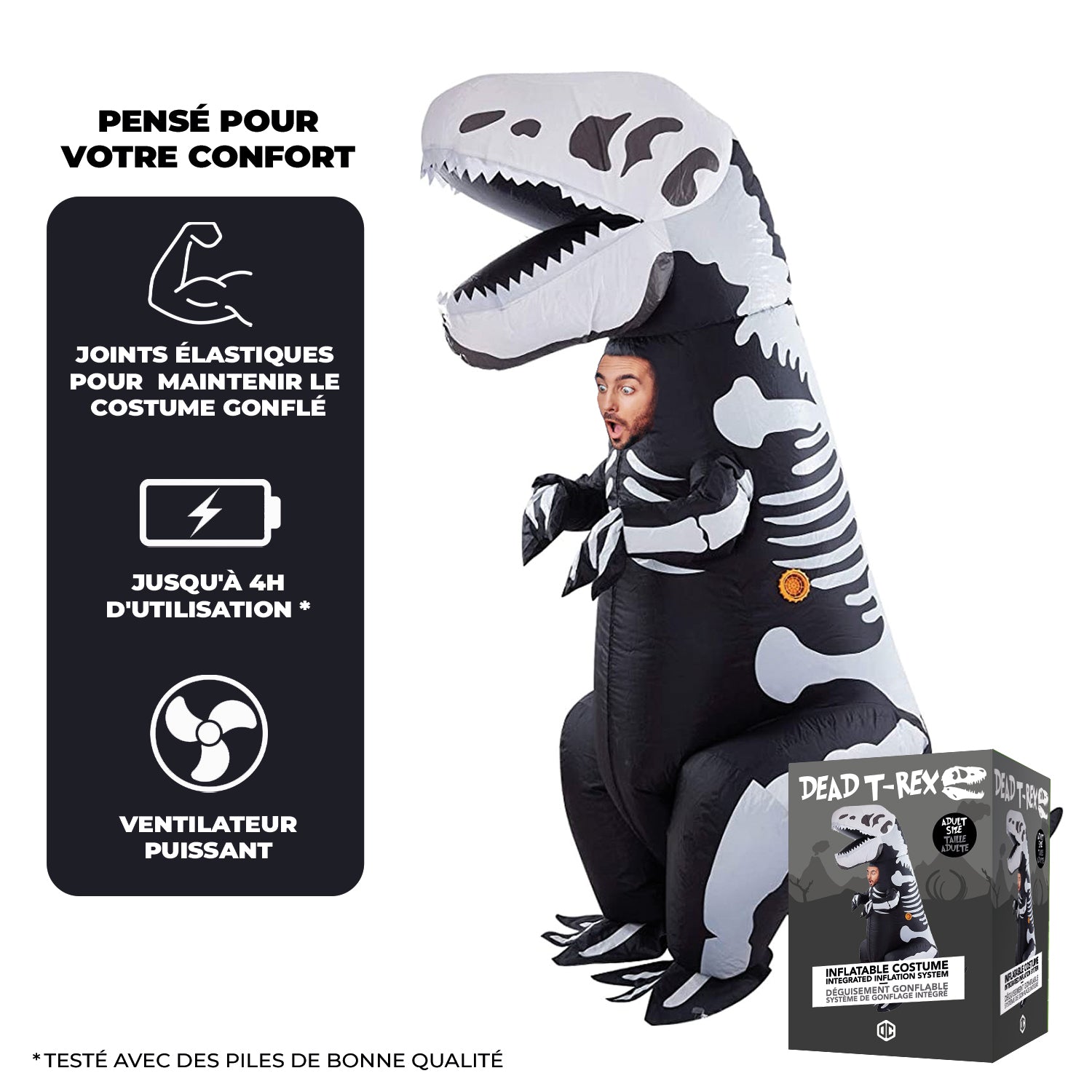 Costume Gonflable Adulte – Squelette T-Rex XXL