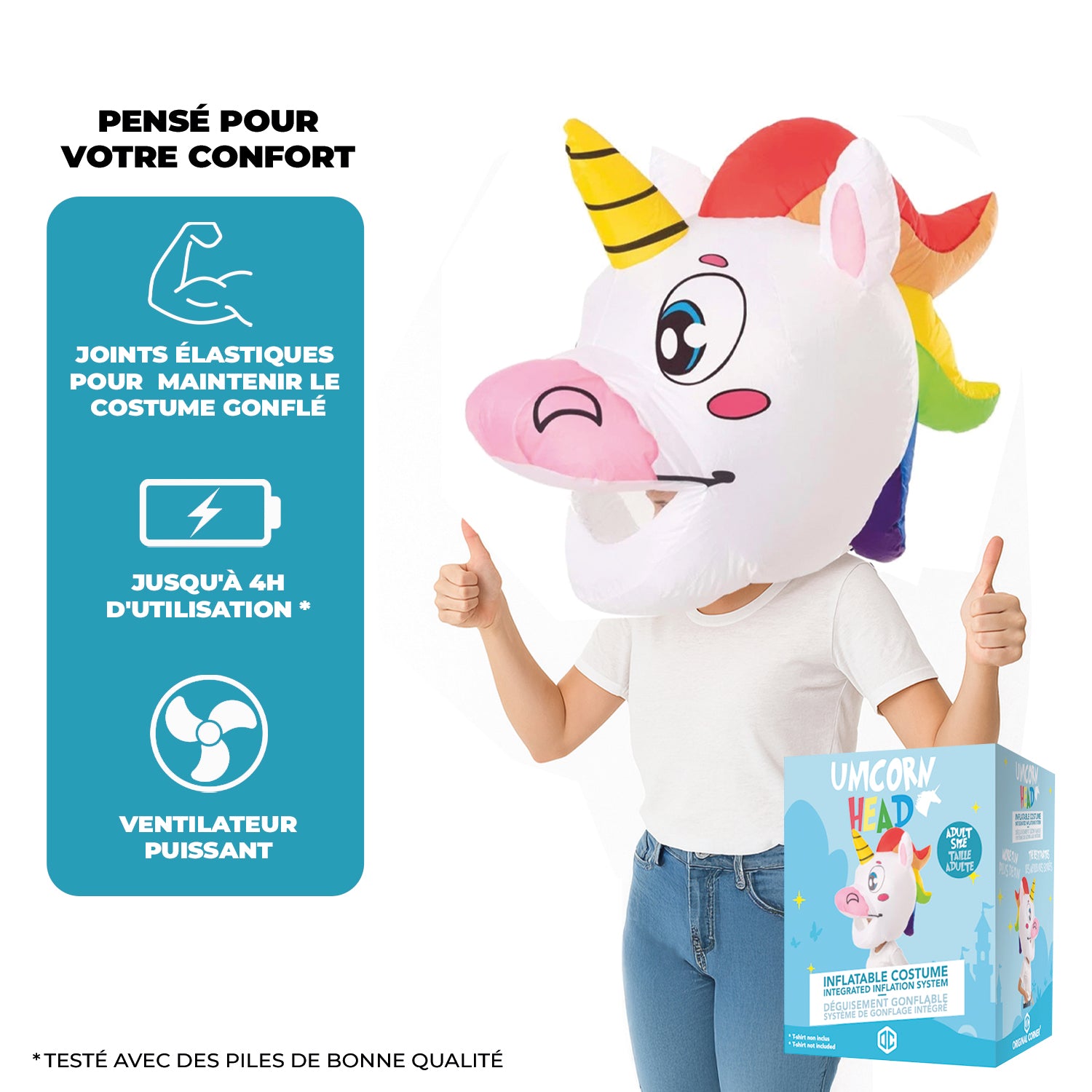Tête Géante Gonflable de Licorne pour Adulte