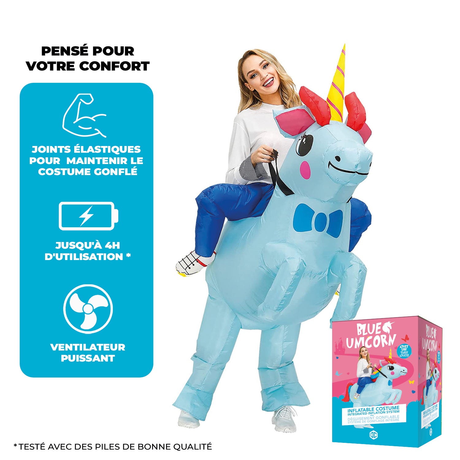 Costume Gonflable Adulte – Licorne Bleue