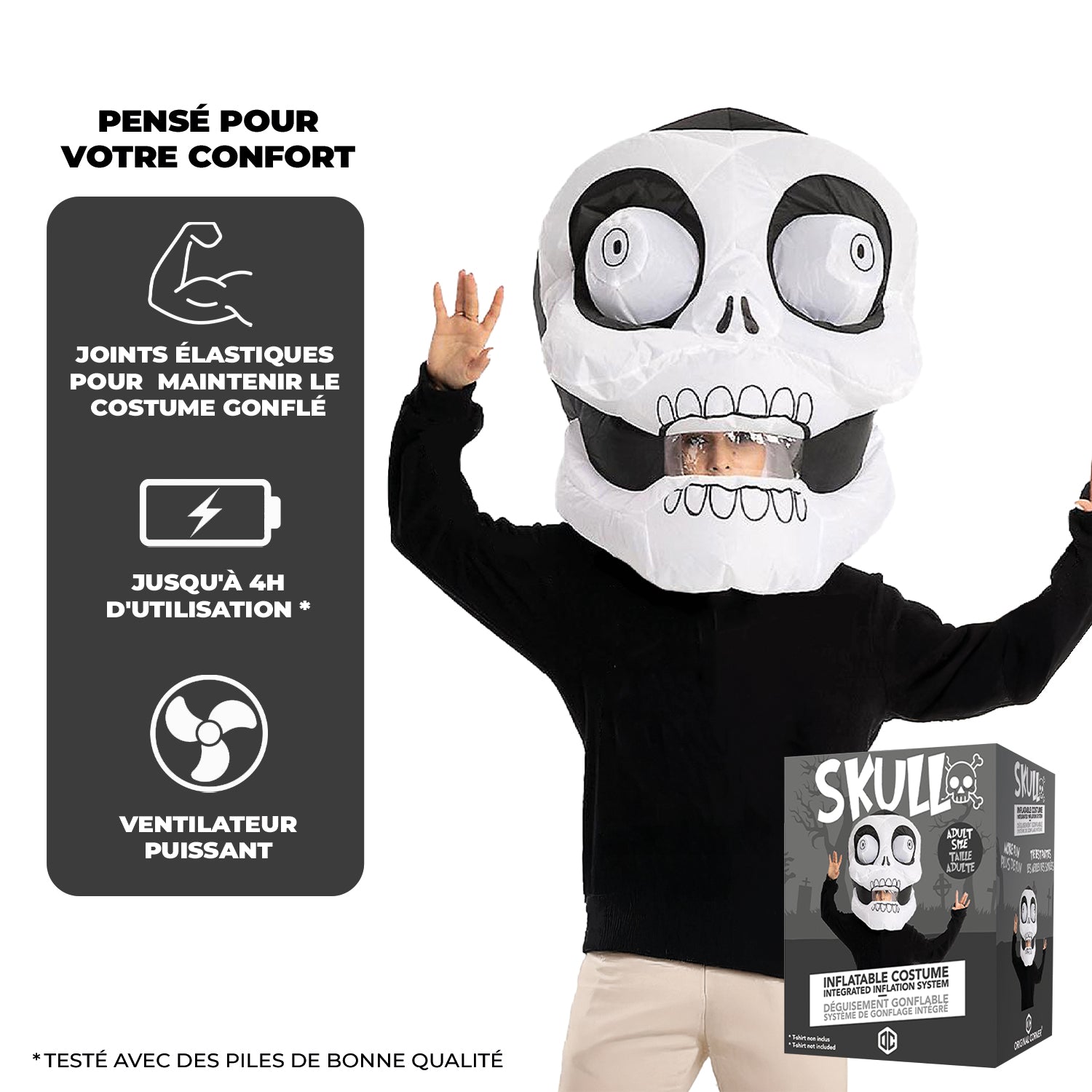 Tête Géante Gonflable de Squelette pour Adulte