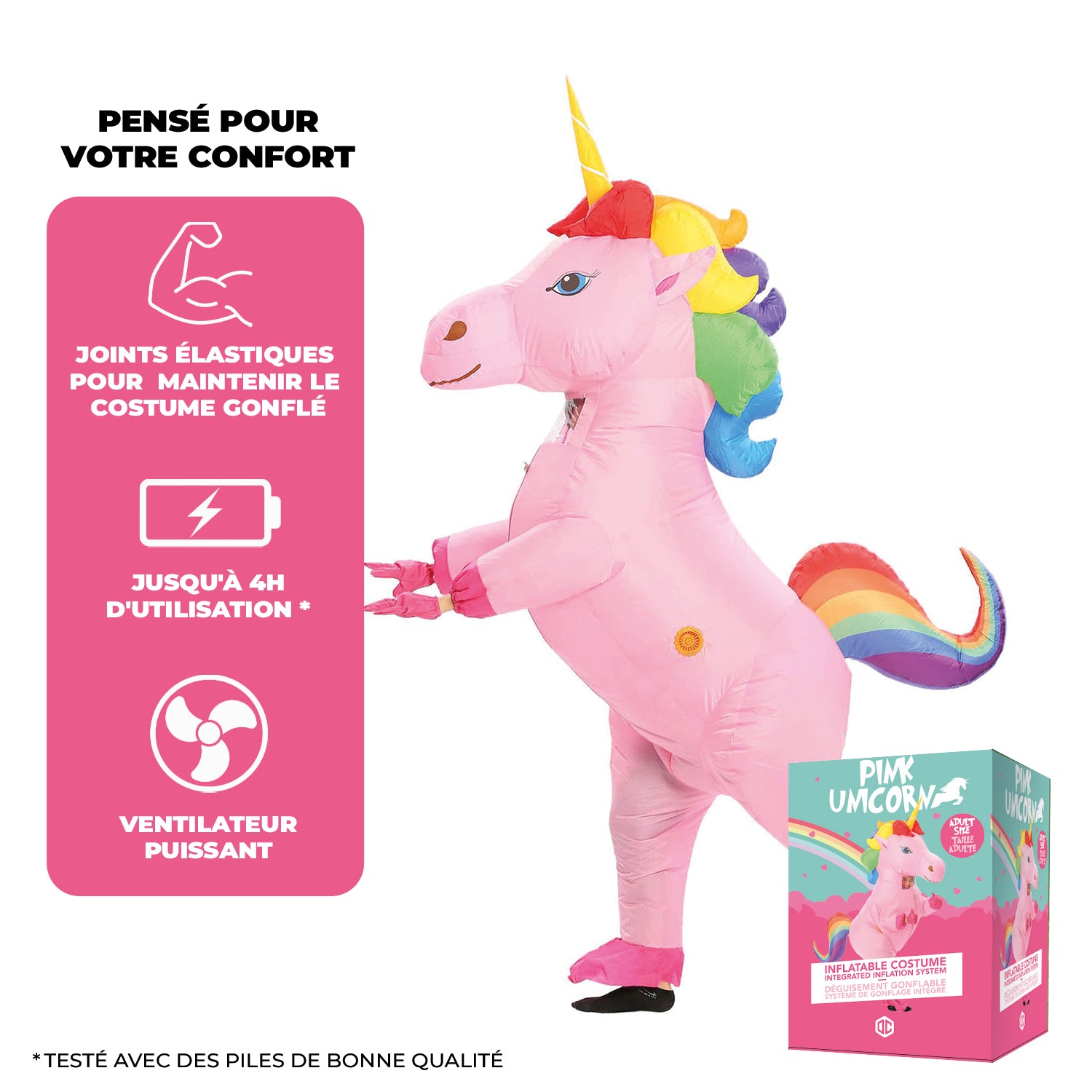 Costume Gonflable Adulte – Licorne Rose
