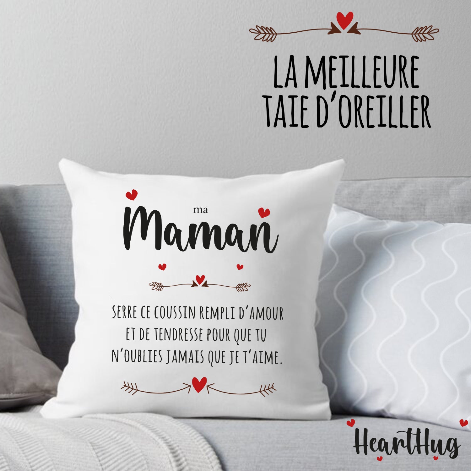 Housse de Coussin en Lin 45x45cm – Ma Maman