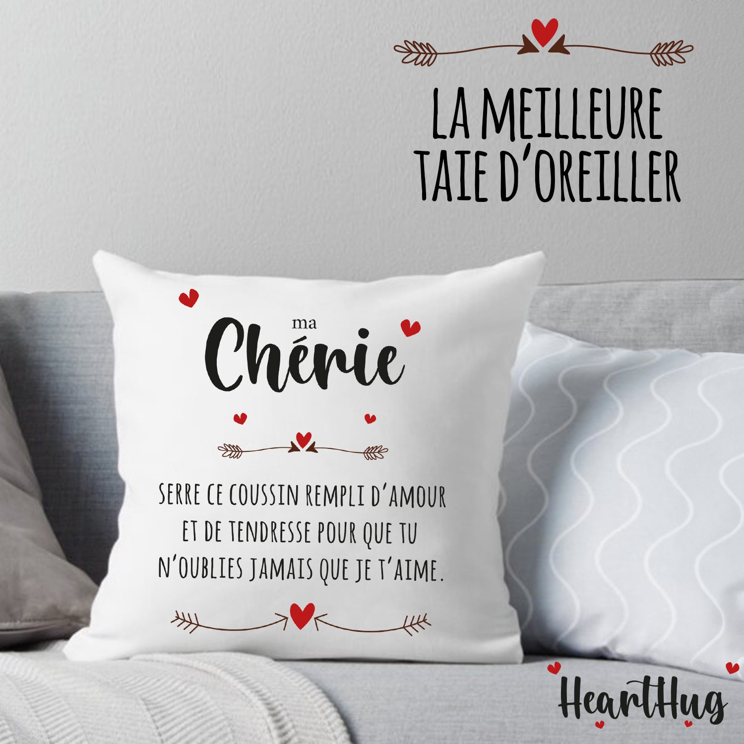 Housse de Coussin en Lin 45x45cm – Ma Chérie