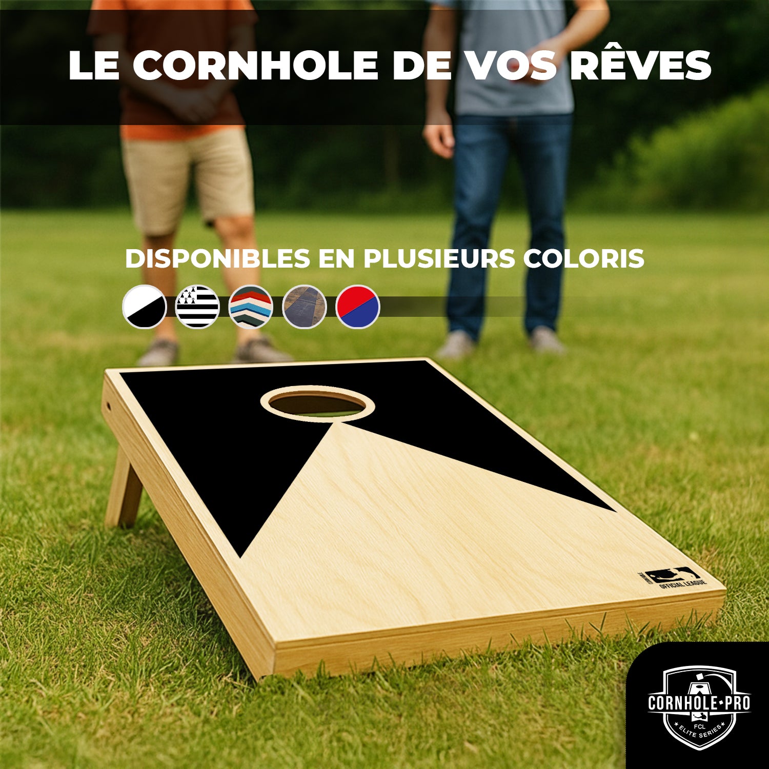 Cornhole en Bois – Noir & Blanc