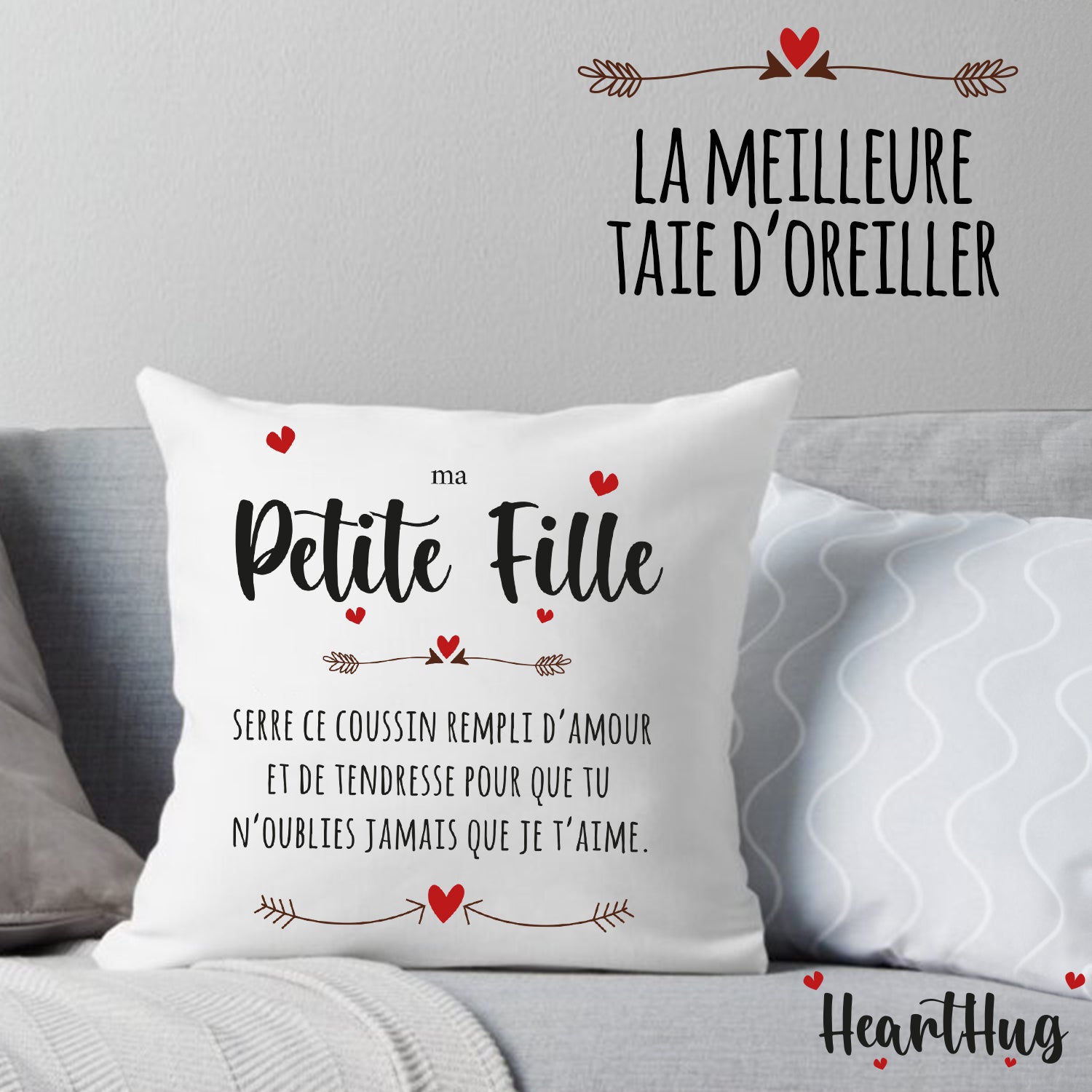 Housse de Coussin en Lin 45x45cm – Ma Petite Fille