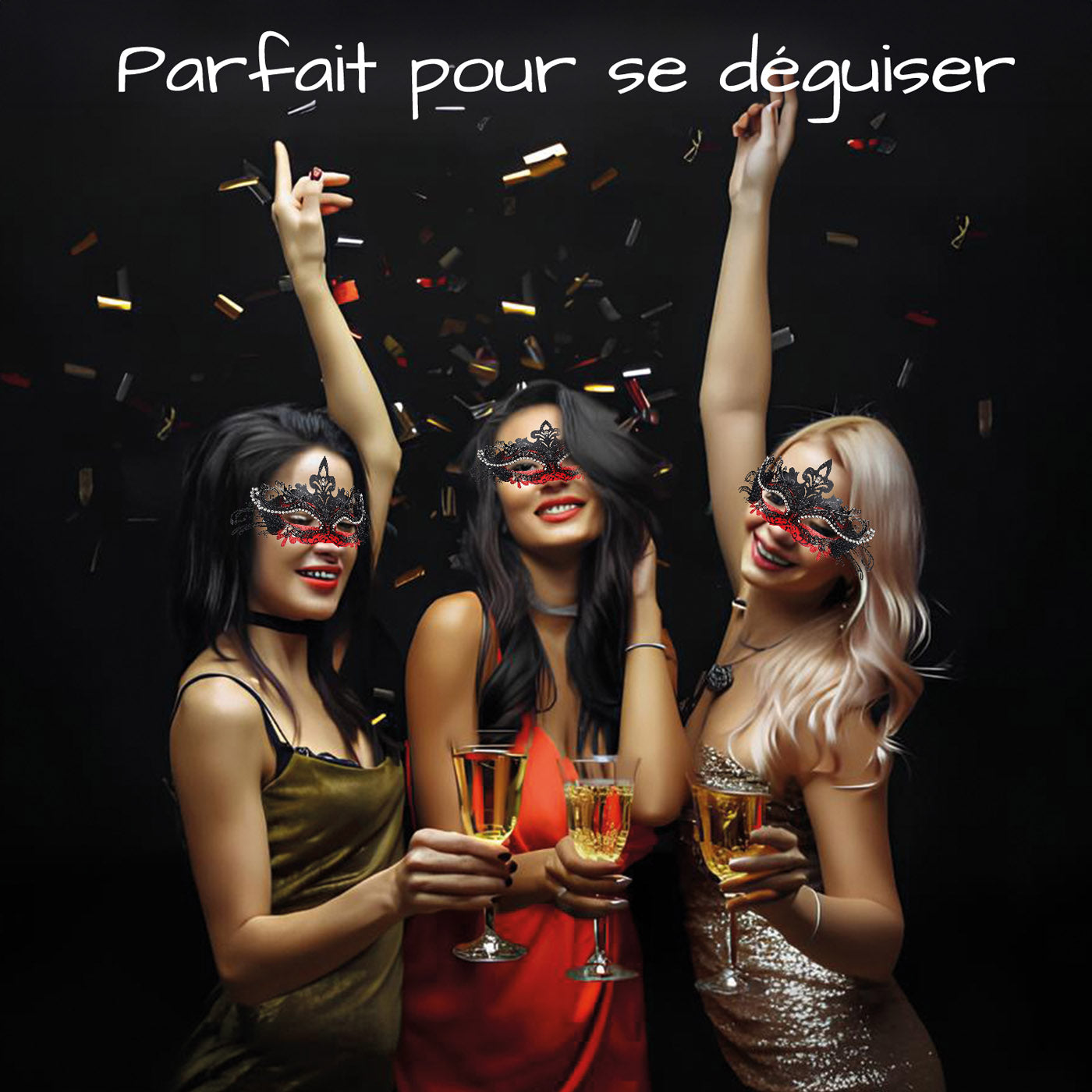 Masque Mascarade Carnaval Venise Noir et Rouge