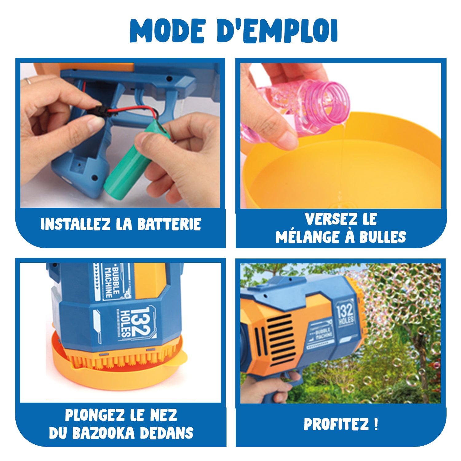 Bazooka Bubble Bleu - Machine à Bulles de Savon