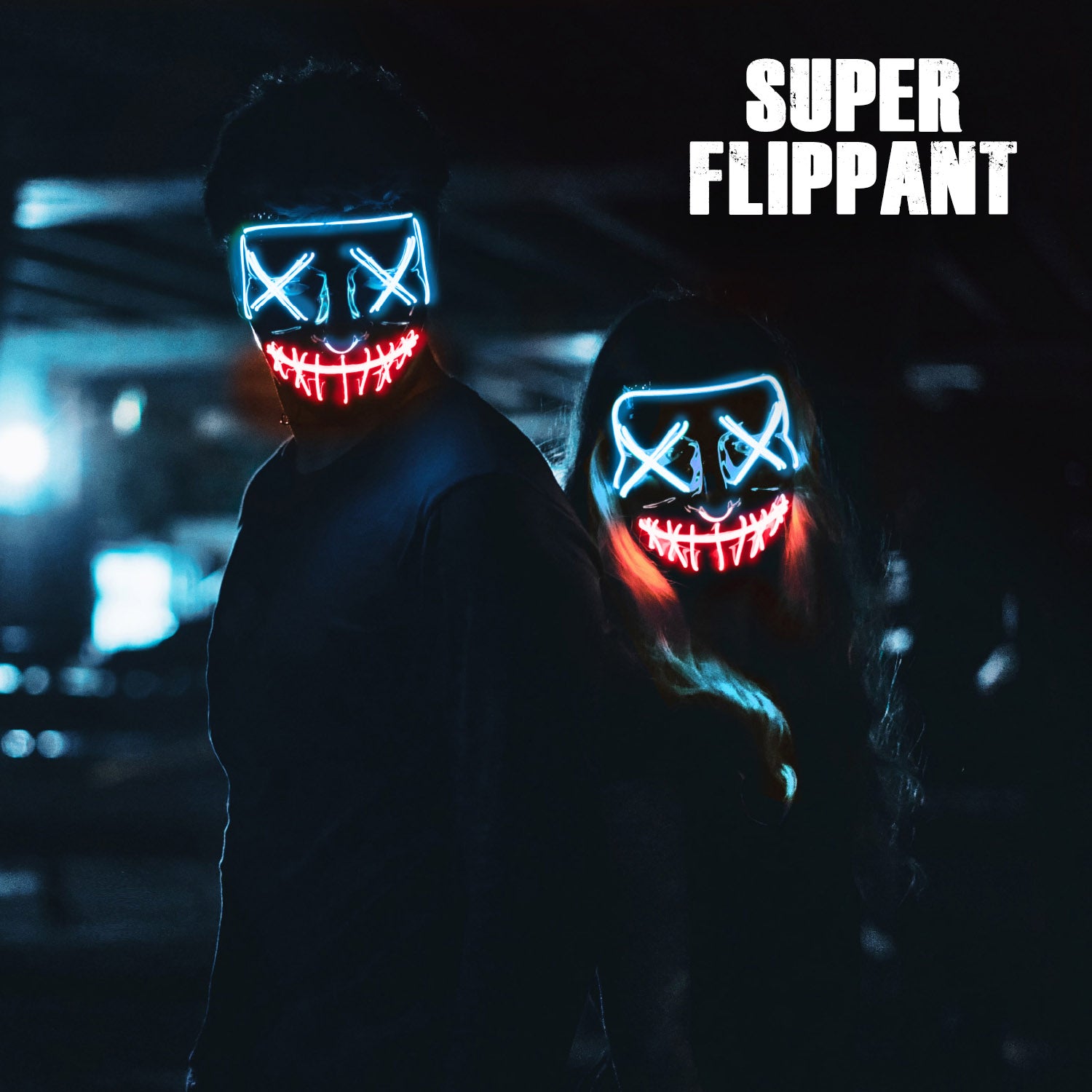 Led Mask Nightmare Blue Red Mouth
