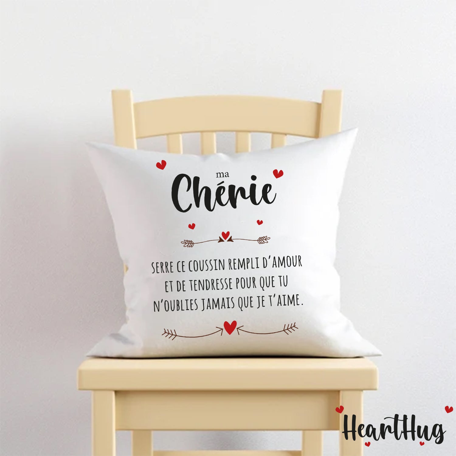 Housse de Coussin en Lin 45x45cm – Ma Chérie