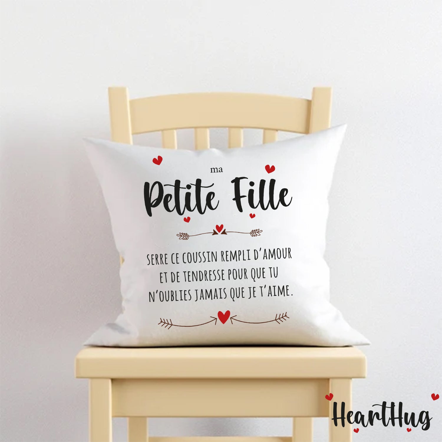 Housse de Coussin en Lin 45x45cm – Ma Petite Fille