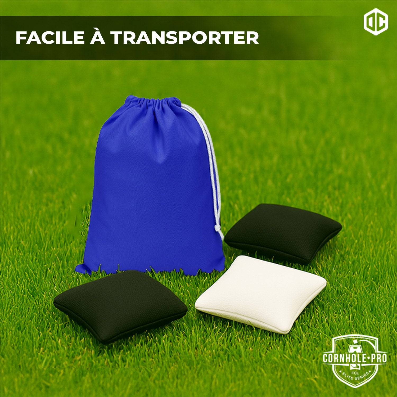 8 sacs de Cornhole – Noirs & Blancs