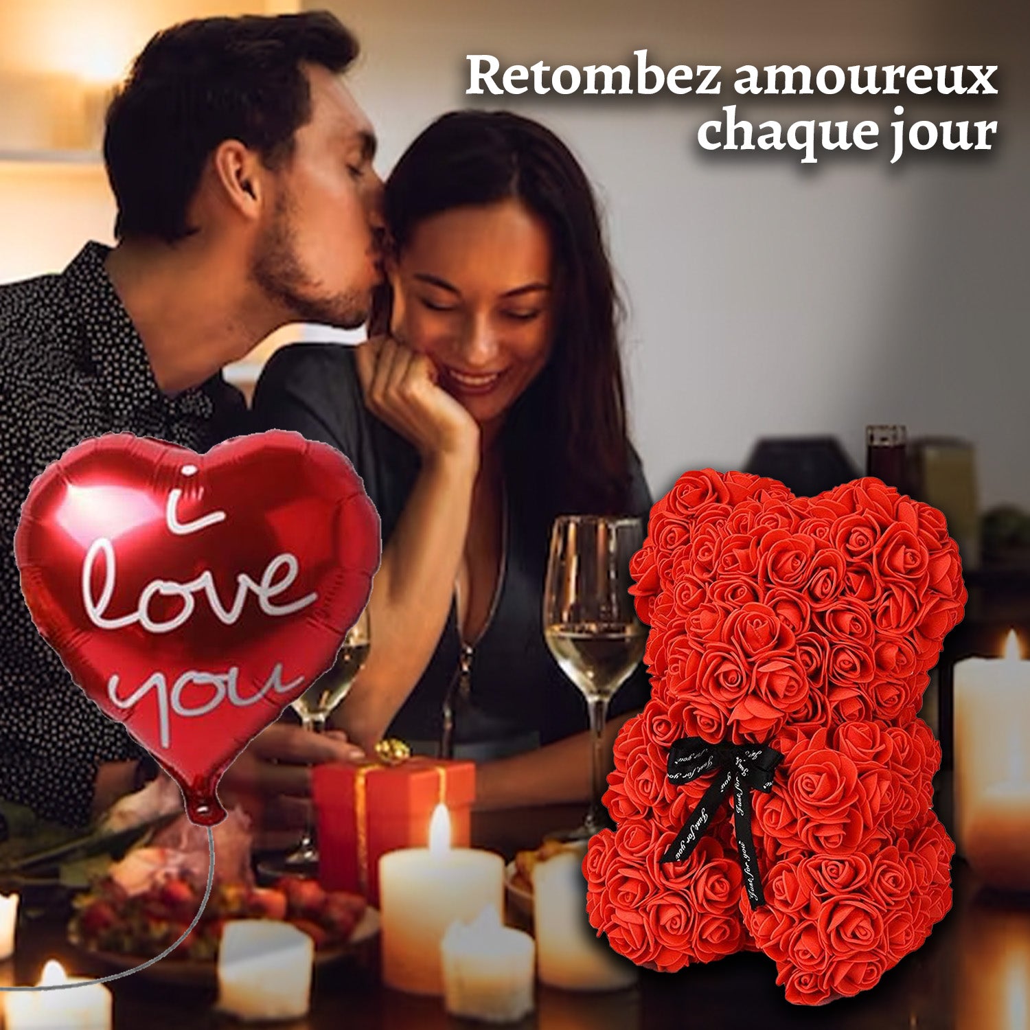Ourson en Roses Rouges