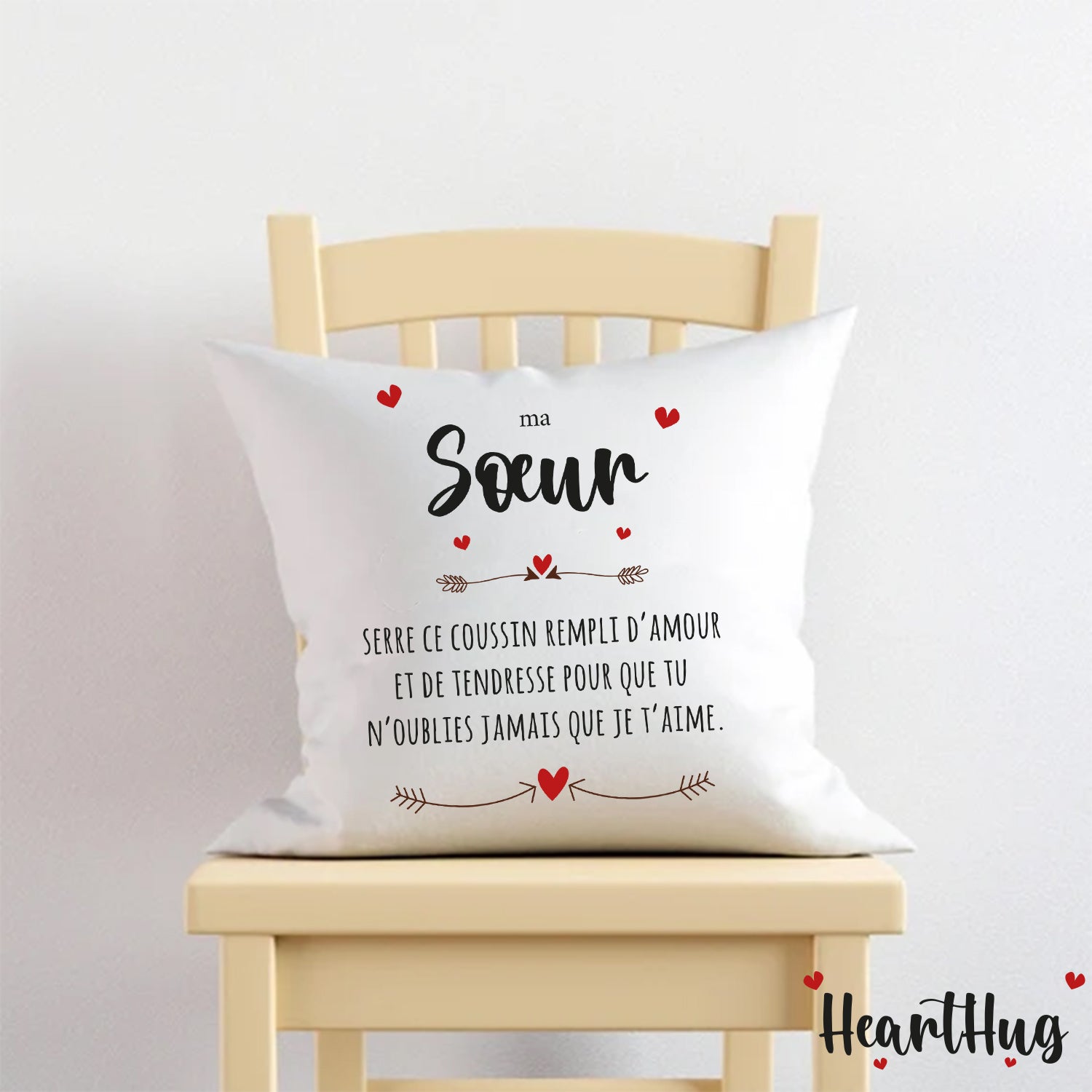 Housse de Coussin en Lin 45x45cm – Ma Soeur